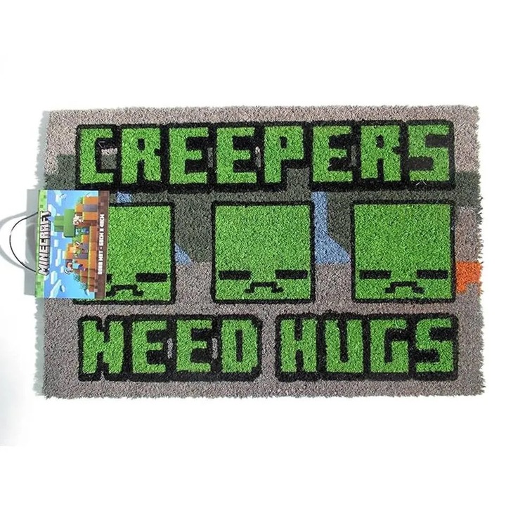Covoraș intrare Pyramid International Minecraft - Creepers Need Hug, 60x40cm, design amuzant, oficial