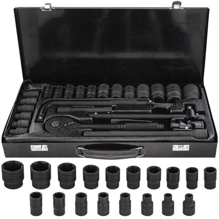 Set Chei Tubulare Impact 8-32mm, 1/2", Ratet, Prelungitoare, Cardan