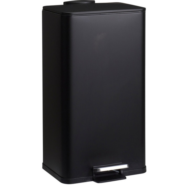 Cos de gunoi metalic Bathroom Solutions DELTA, negru, 30 l, sistem de inchidere silentioasa, pedala