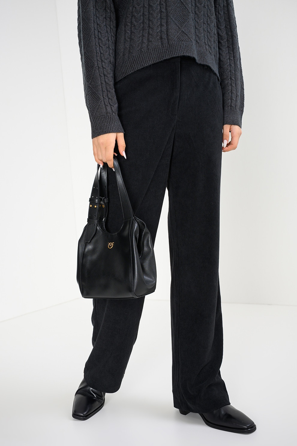 Vero Moda, Pantaloni drepti din reiat, Negru, M-L32