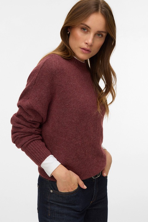 Vero Moda, Pulover cu decolteu rotund, Maro cognac