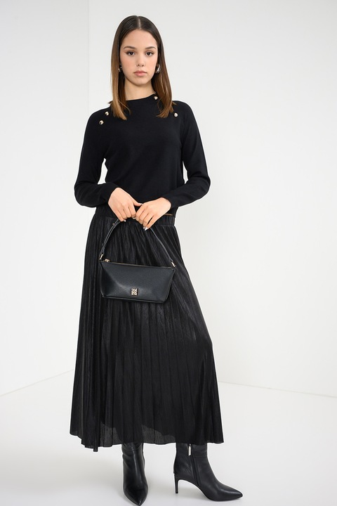 Vero Moda, Пуловер с овално деколте, Златист/Черен