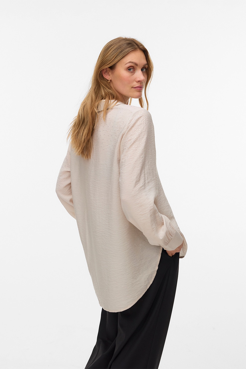 Vero Moda, Camasa lejera cu strasuri, Bej inchis, M