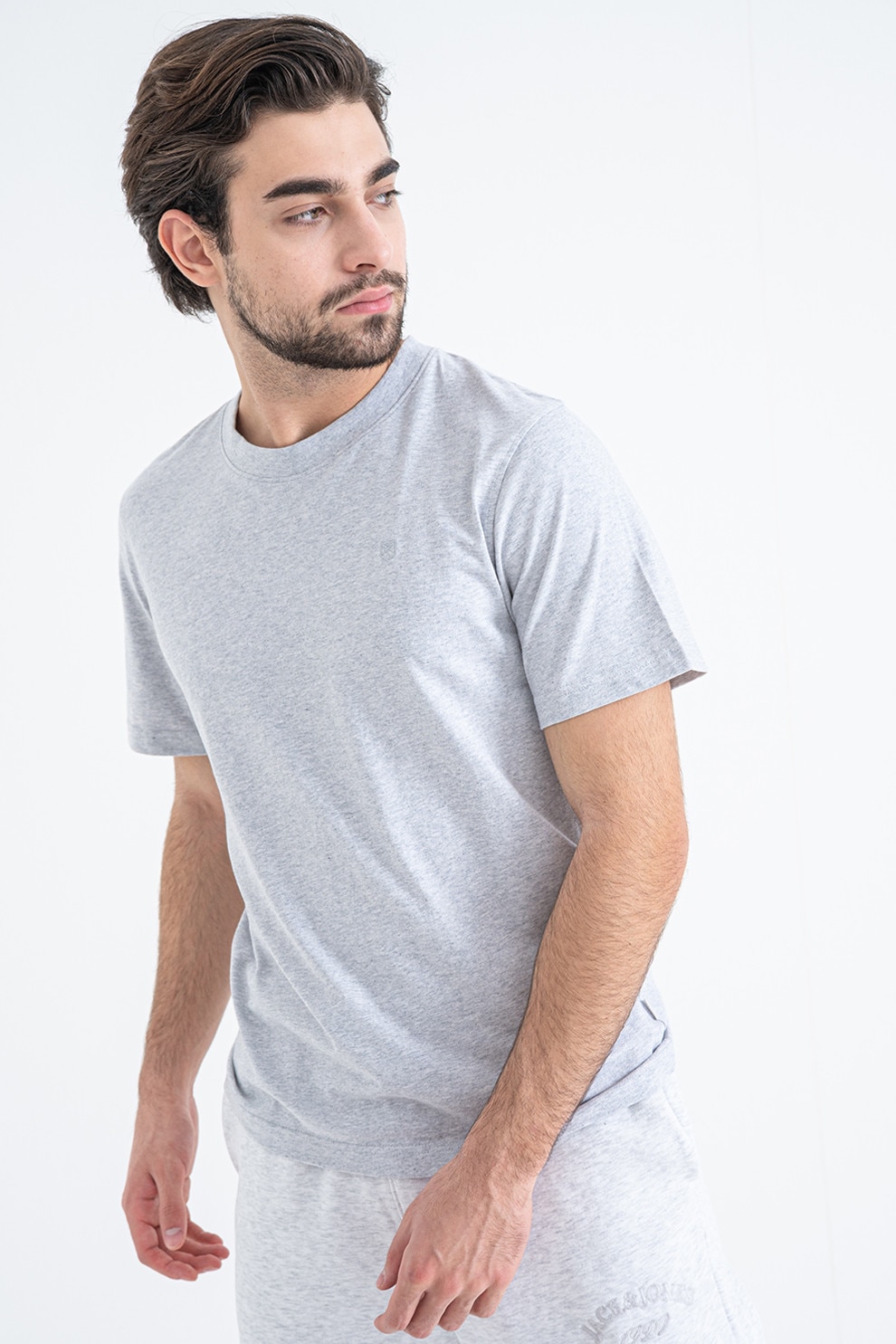 Jack & Jones, Tricou din bumbac Logan, Gri deschis melange, M