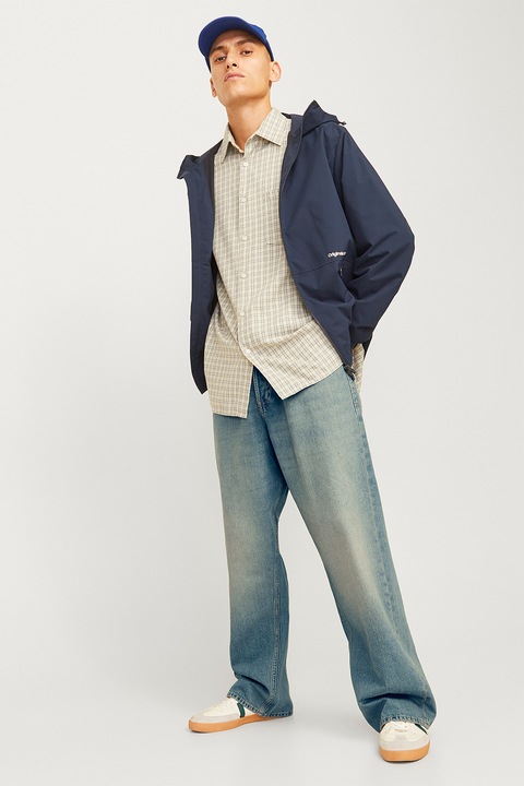 Jack & Jones, Bő szárú osott hatású farmernadrág, Melange világoskék