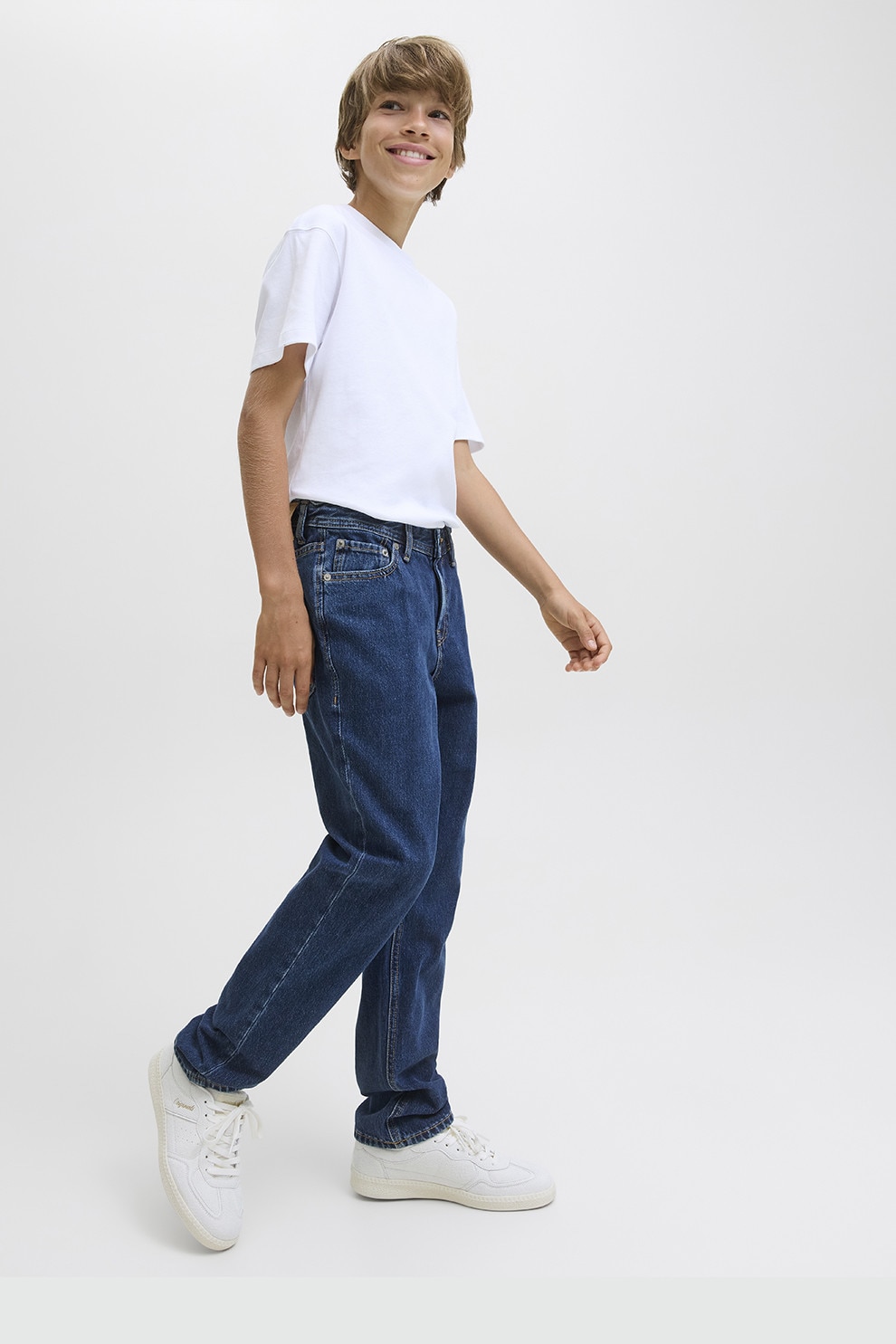 Jack & Jones, Blugi drepti cu model uni, Albastru inchis, 152 CM