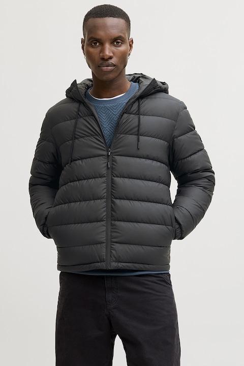 Jack & Jones, Капитонирано яке с качулка, Черен