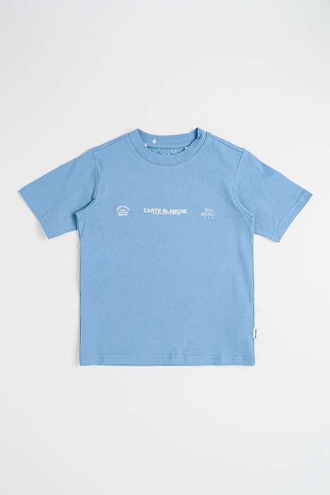 Jack & Jones, Mintás pamutpóló, Fehér/Világoskék