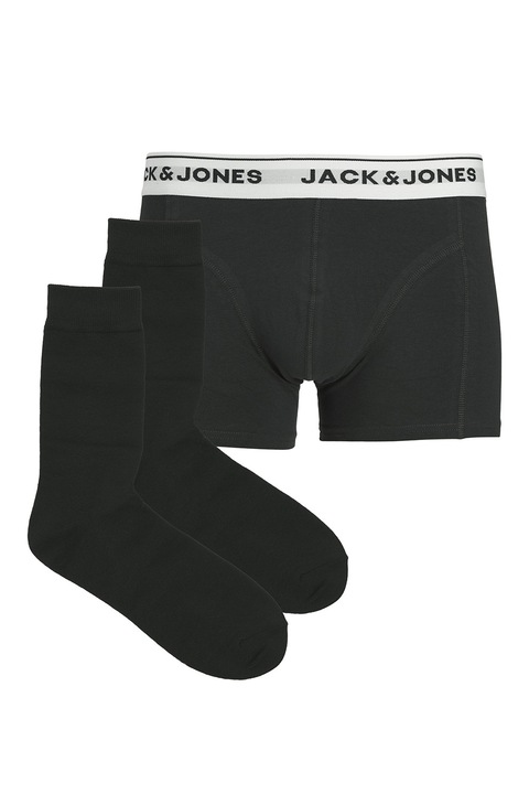 Jack & Jones, Боксерки с лого на талията и дълги чорапи, Черен