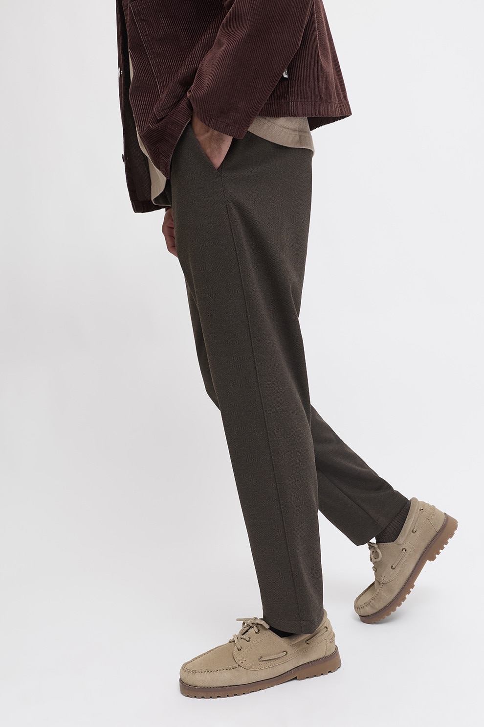 Jack & Jones, Pantaloni conici cu snur, Maro melange, M