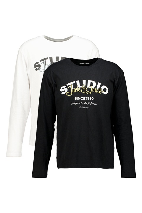 Jack & Jones, Блуза с принт - 2 части, Бял/Черен/Карамел