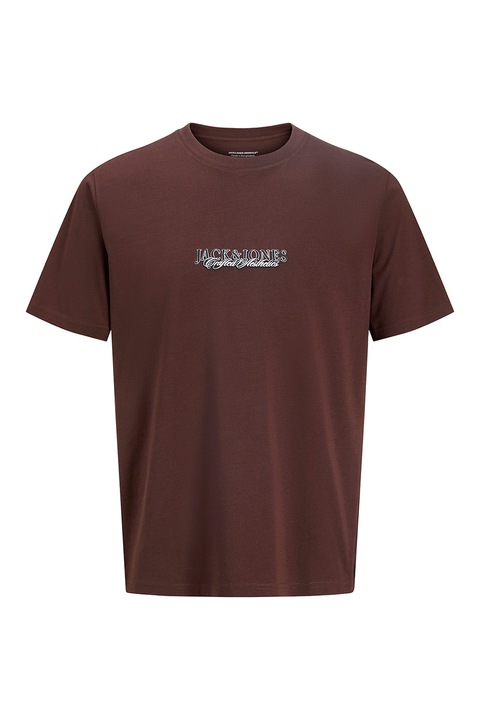 Jack & Jones, Organikuspamut póló logós részlettel a mellrészen, Sötétbarna/Szénszürke