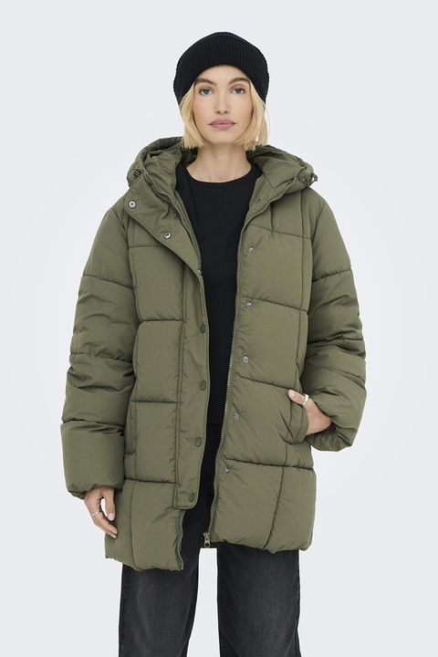 JdY, Зимно яке с два предни джоба и качулка, Зелени аспержи