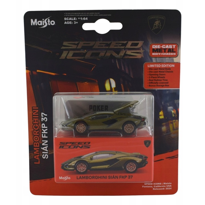 Maisto Lamborghini Sian FKP 37, editie limitata, 1/64, verde metalic, 7cm