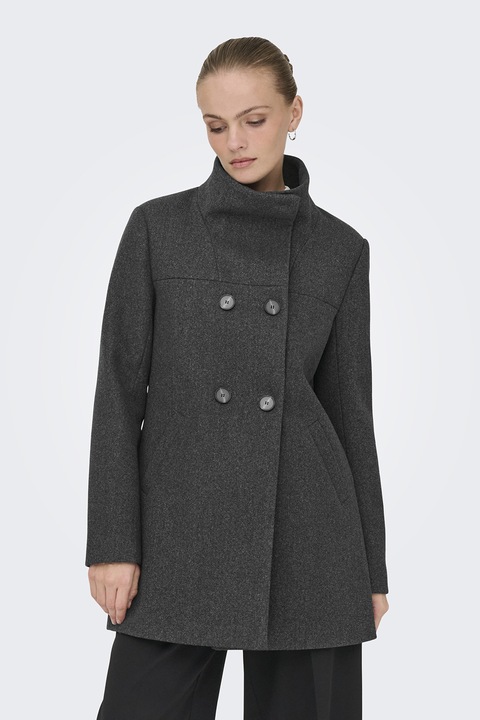 Only, Палто с джобове и висока яка, Tъмносив