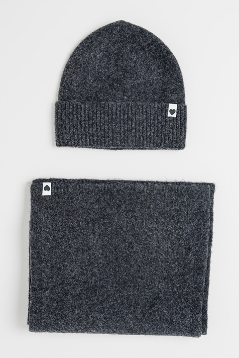 Pieces, Шапка и шал - 2 части, Антрацитно сиво