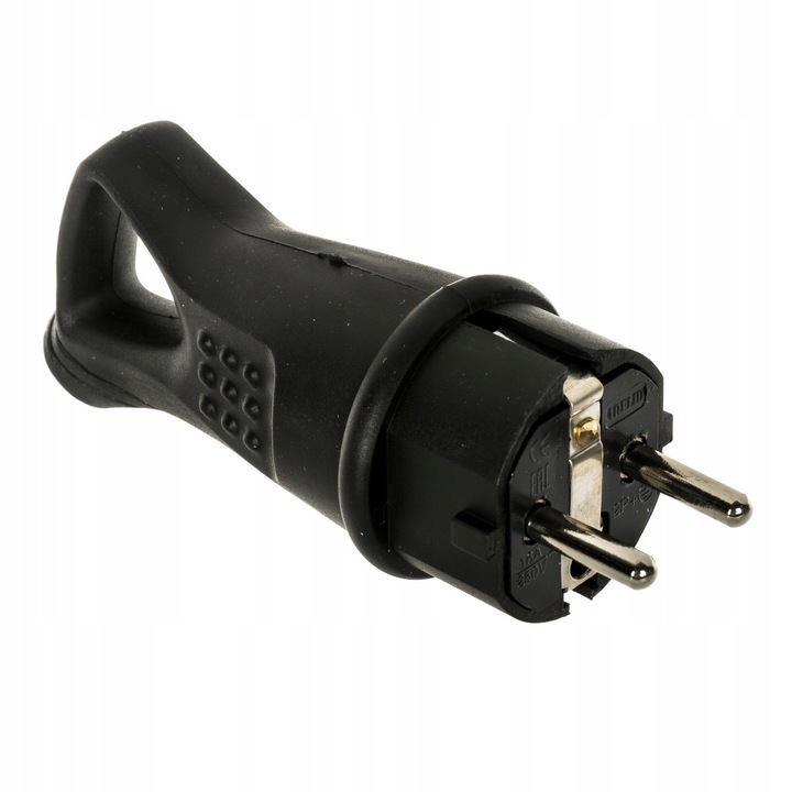 Stecher cauciuc ADELID 230V 16A IP44, negru, cu mânere, pentru exterior