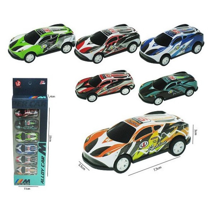 Set masinute 6 bucati 7,5cm, HX154, multicolor