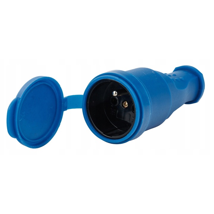 Priza Cauciuc 230V 16A IP44 Albastru, 2P+Z cu Capac