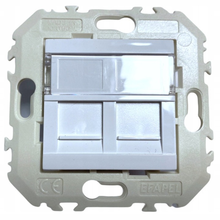 Priza Dubla Retea RJ45 Cat6 Efapel Quadro45 Alba 45456KWBR