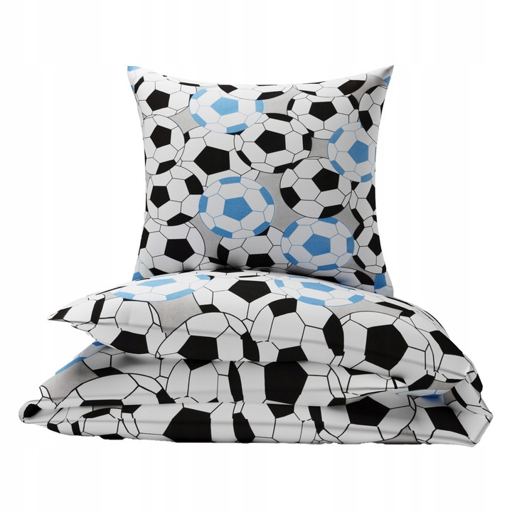 Lenjerie de pat copii, Nyks, bumbac 100%, set 2 piese, 160x200cm, inchidere cu fermoar