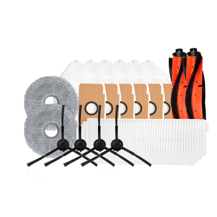 Kit de mentenanta pentru aspiratoare IMOU RVPZ3-18, contine 6 saci de aspirator, 2 perii de schimb principale si 4 secundare, 4 filtre HEPA, 2 pad-uri pentru mop, compatibil cu RV-L31-C-11