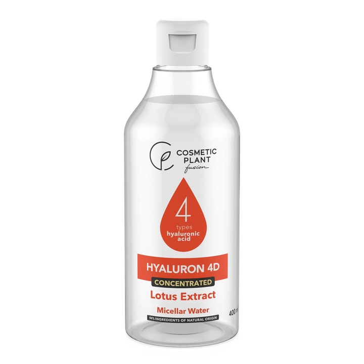 Apa micelară Cosmetic Plant HYALURON 4D, 3 în 1, normal, cu acid hialuronic, extract de lotus