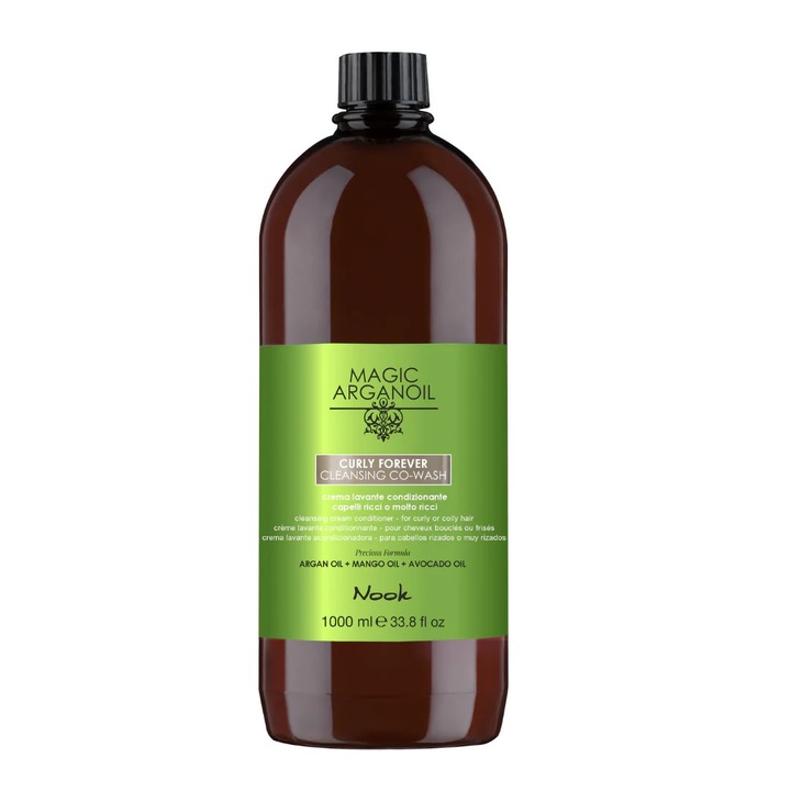 Измиване без пяна, Nook Magic ArganOil Curly Forever, Интензивна хидратация за къдрава и вълниста коса, 1000 мл