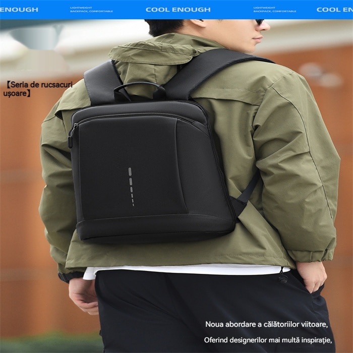 Rucsac laptop 15.6 inch, multiple compartimente, impermeabil, piele ecologică, negru