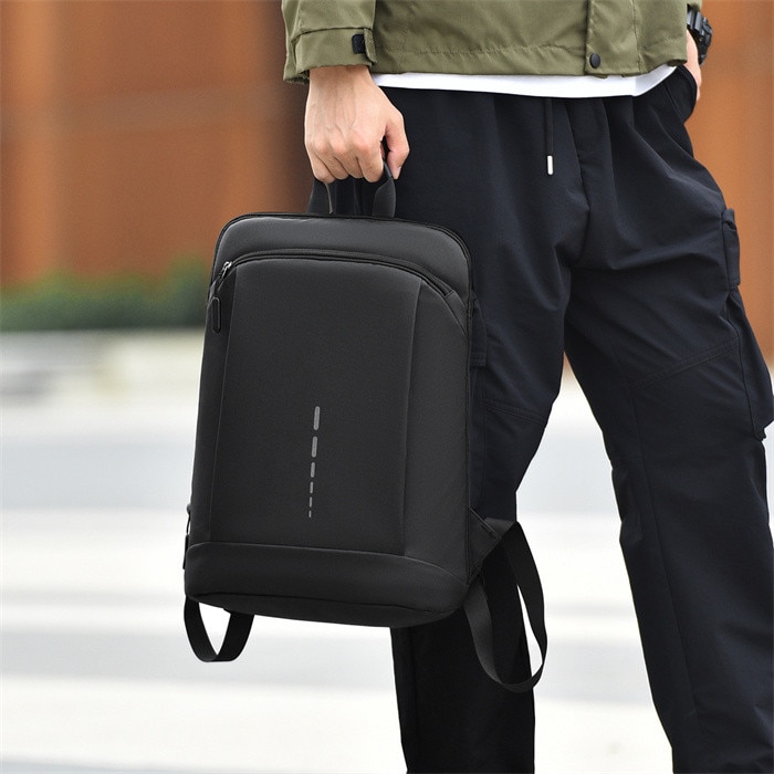 Rucsac laptop 15.6 inch, multiple compartimente, impermeabil, piele ecologică, negru