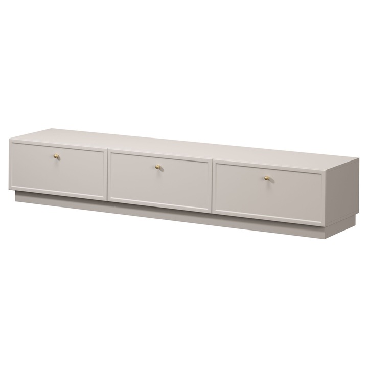 TV-szekrény, Bogart, Lorini, 200 cm, lábazat, arany fogantyúk, kasmír