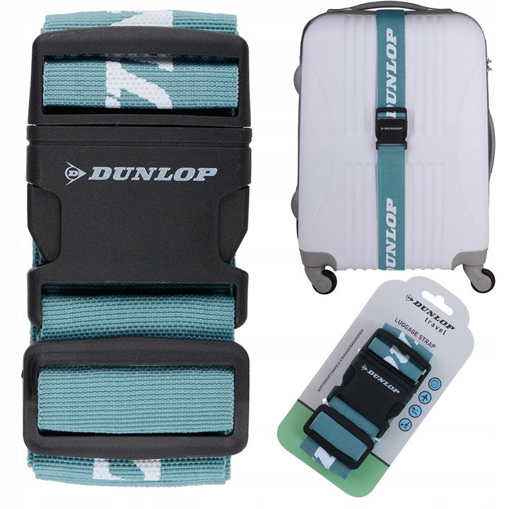 Curea de Bagaj Profesionala Dunlop, Material Extra Rezistent, Banda de Securitate pentru Valize, Dimensiuni Generoase 180x5cm, Asigurare Impotriva Despachetarii Accidentale