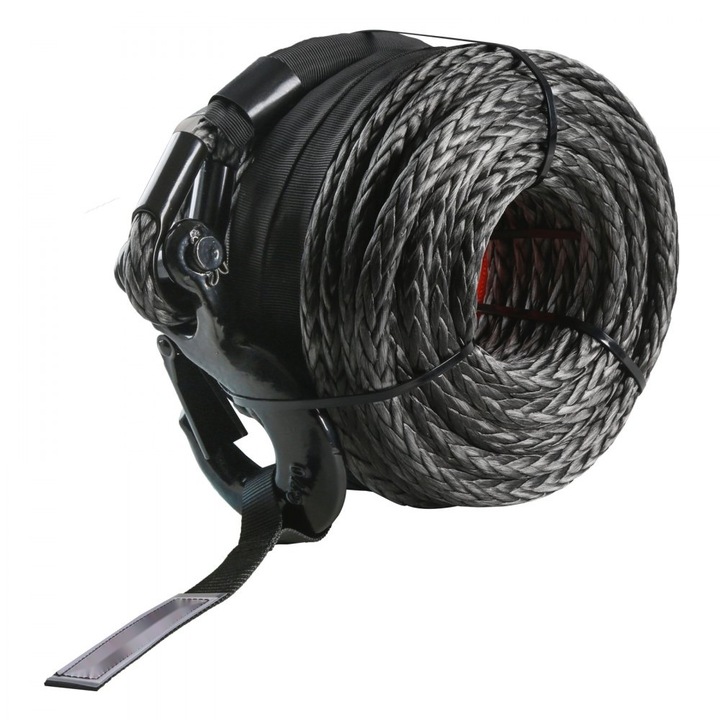 Cablu pentru troliu, 1.27cm x 28.04m, carlig forjat din otel, protectie nylon, negru