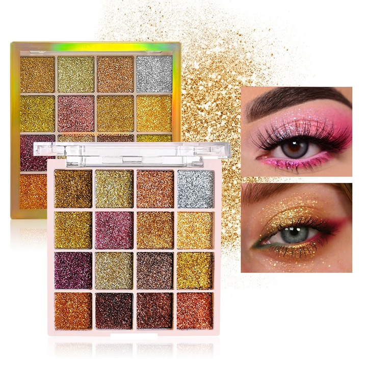 Trusă makeup multicolor cu 16 nuanțe, Sela, textură solidă, versatile