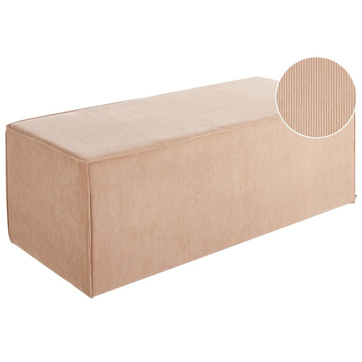 Pouf Bej, Beliani, Velur, 120x55cm