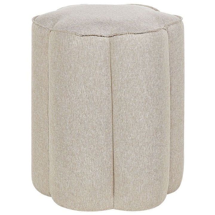 Pouf bej Beliani, 39x34 cm, rotund, material textil