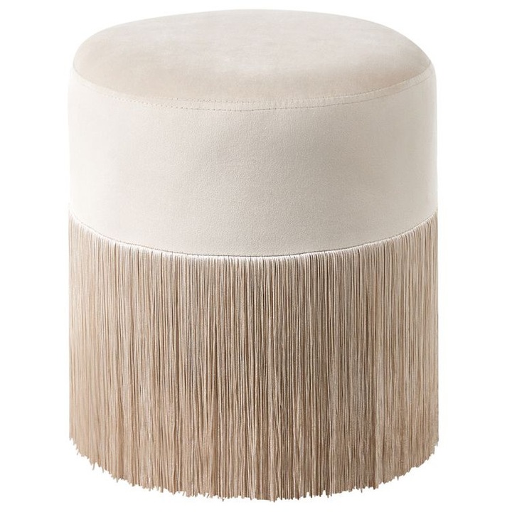 Pouf Bej Catifea, Beliani, Rotund, 36x36cm