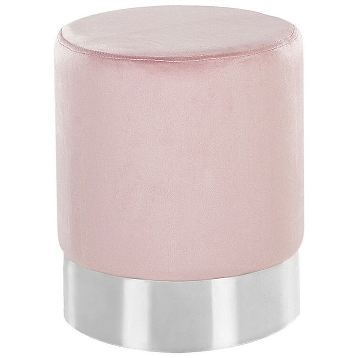Pouf din catifea, Beliani, roz pastel, 36x36cm, înălțime 44cm