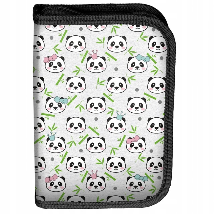 Etui PASO Echipat Panda, 10 creioane, 10 markere, 13x3.5x19.5 cm