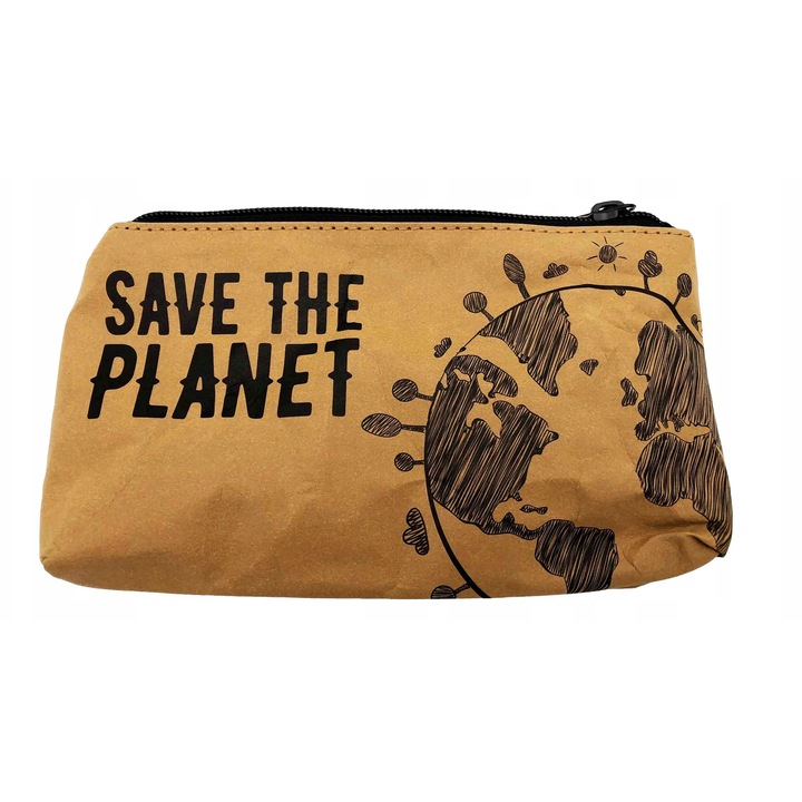 Etui PASO ECO din hartie lavabila, 21x11cm, un compartiment, inchidere cu fermoar