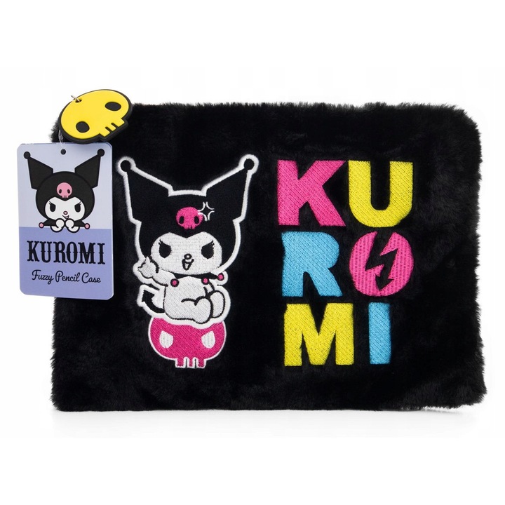 Etui školne Kuromi, plusat, 25x18x1cm, pentru fetite