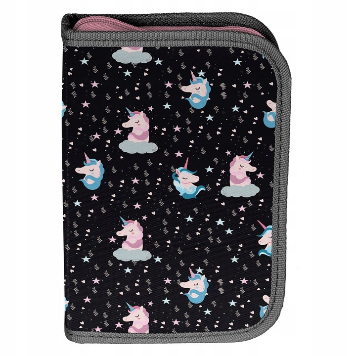 Etui troller unicorni PASO, set 19 piese, interior colorat, 19.5x13x3.5cm