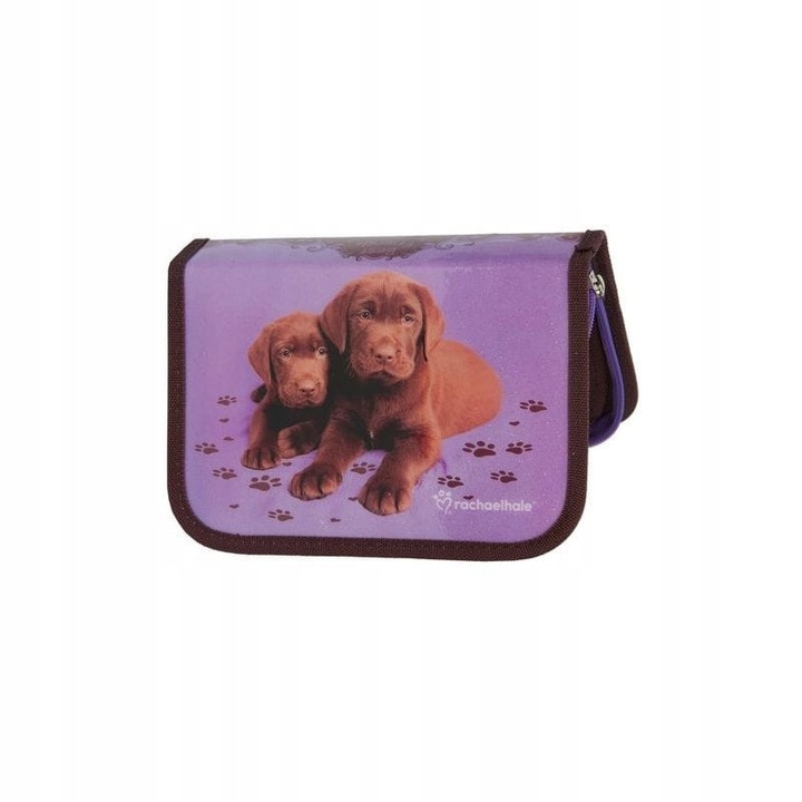 Etui școlar goale, Paso, design câini maro, dimensiuni 20x13, 5x4 cm
