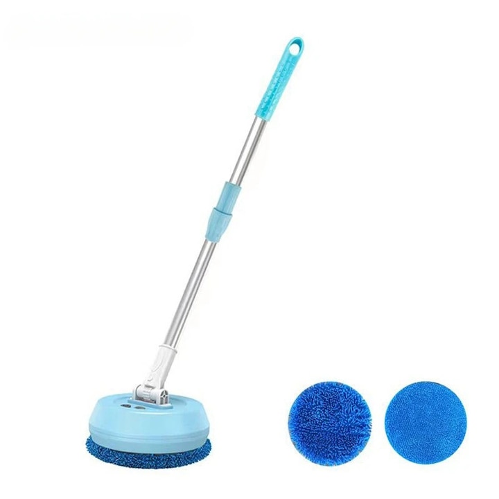 Mop electric fără fir 2 în 1, curățător umed și uscat, albastru, dimensiuni reduse, putere 450 W