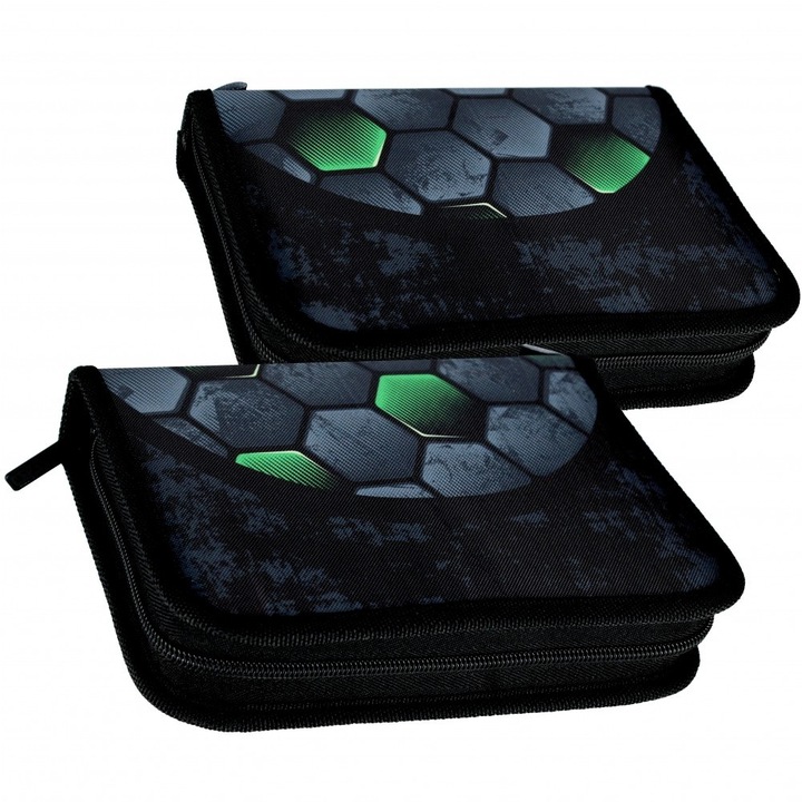 Etui scolara dubla Starpak, fotbal, 21x14x4cm, 2 compartimente