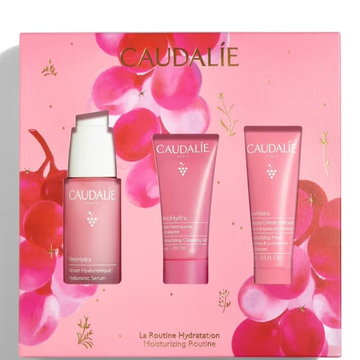 Set Caudalie VinoHydra - Ser 30ml, Masca 15ml, Gel de Curatare 30ml, Hidratare, Ten sensibil