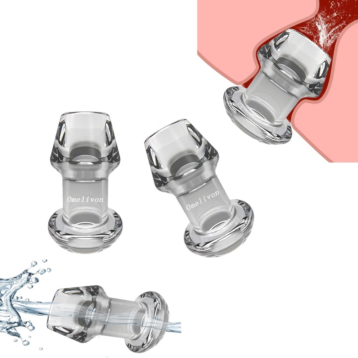 Set 2 Dop anal transparent, 55mm, silicon, pentru jocuri BDSM, impermeabil, transparent, Omelivon