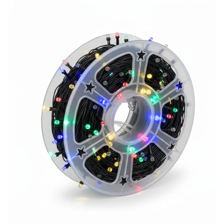 Instalatie Luminoasa LED Multicolora, 100 Metri, pentru Interior, cu Cablu Negru