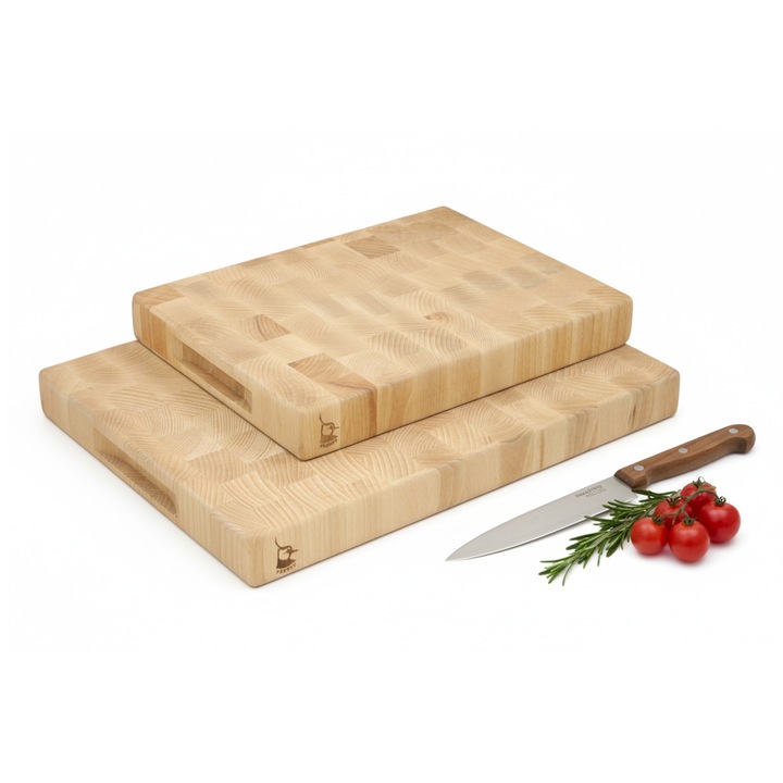 Комплект от 2 дъски за рязане от букова дървесина, 40x30x4см и 32x24x4см, с дръжки, издръжливи, за готвене и барбекю
