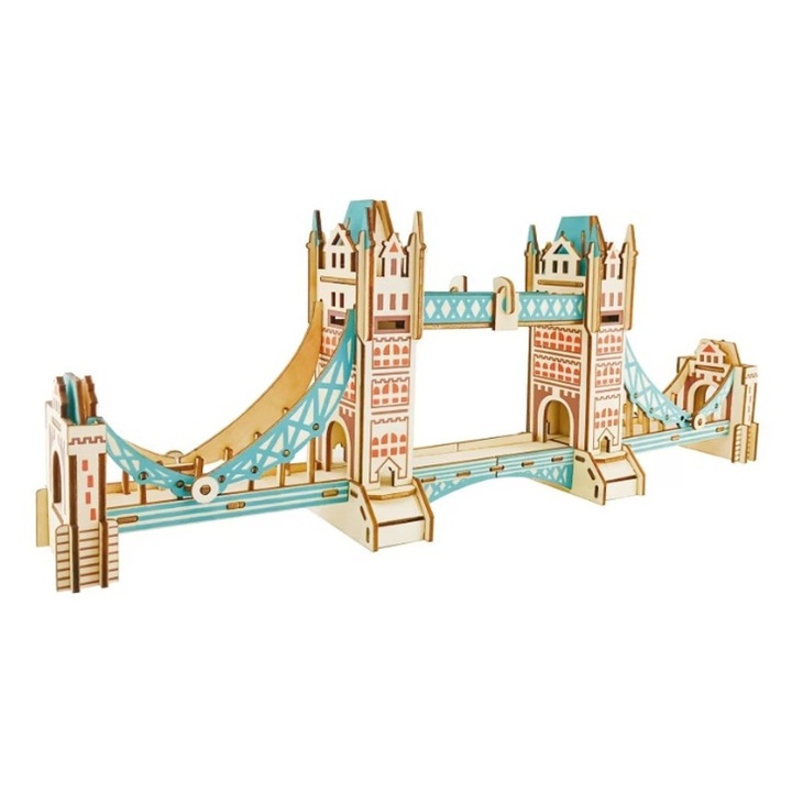 3D fa építőkészlet Tower Bridge, 105 darab, 56.4x8.4x21.4cm, 14 év felett ajánlott